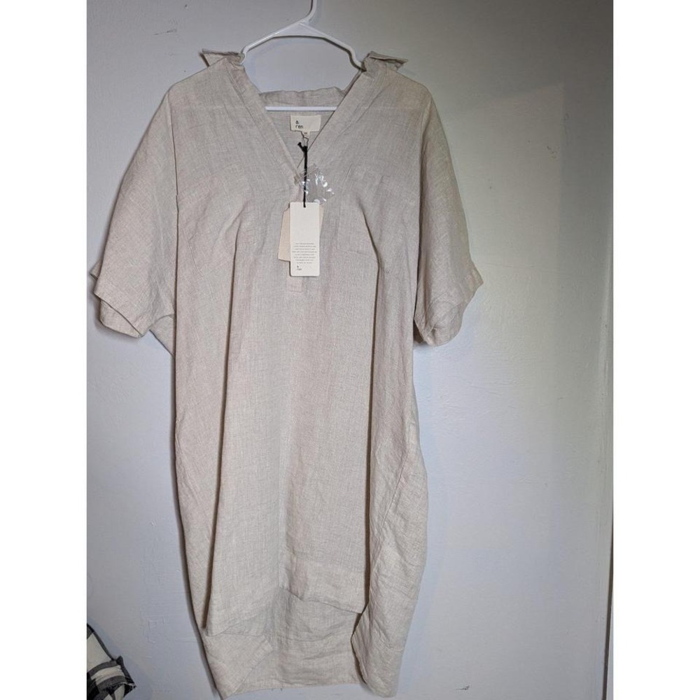 New A Ren Linen Medium‎ Dress with Pockets